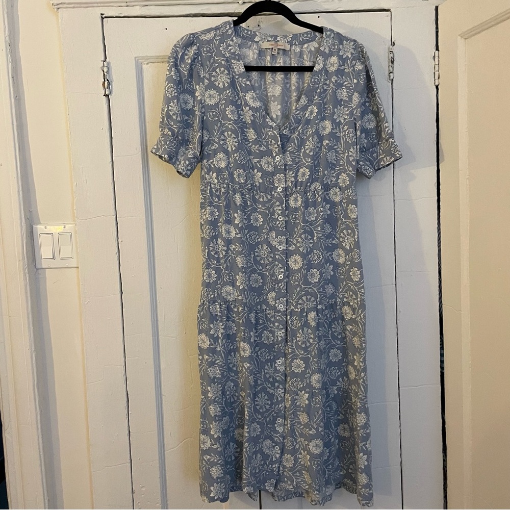 Cottage Core blue Floral Dress, brand casa cabana, sz M